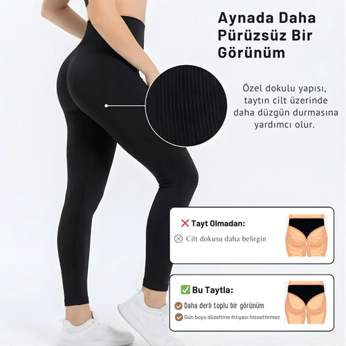 Vippes™ Karın Bölgesini Toparlayan Yüksek Bel Uzun Tayt